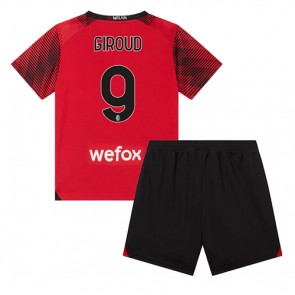 AC Milan Olivier Giroud #9 kläder Barn 2023-24 Hemmatröja Kortärmad (+ korta byxor)